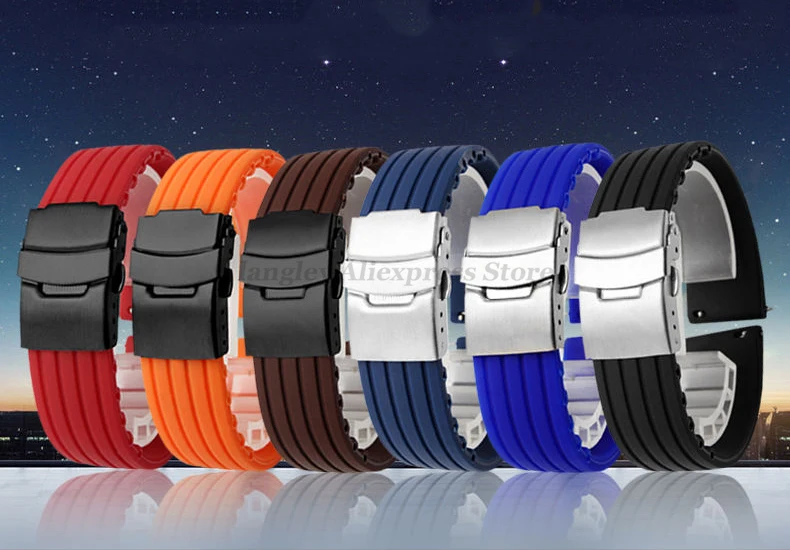 20mm 22mm Quick Release Silicone Watch Bands For Samsung Active 43mm 47mm for Fossil Watch Strap 18mm 24mm Rubber Sport Bands