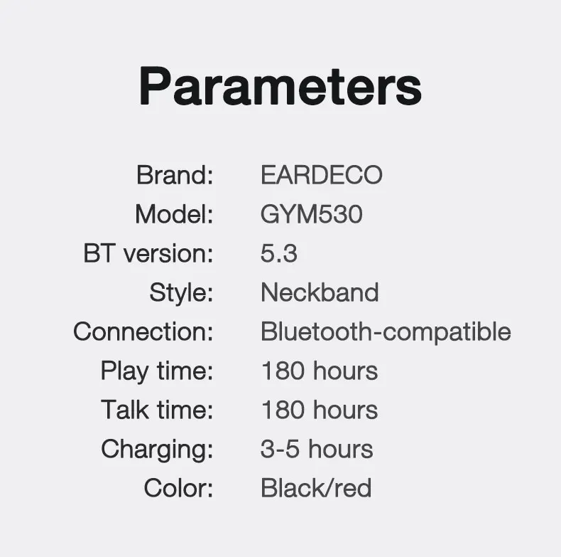 EARDECO 180 Hour Playback Bluetooth Headphone with Mic Wireless Headphones Bass Sport Wireless Earphones Headset Neckband Stereo