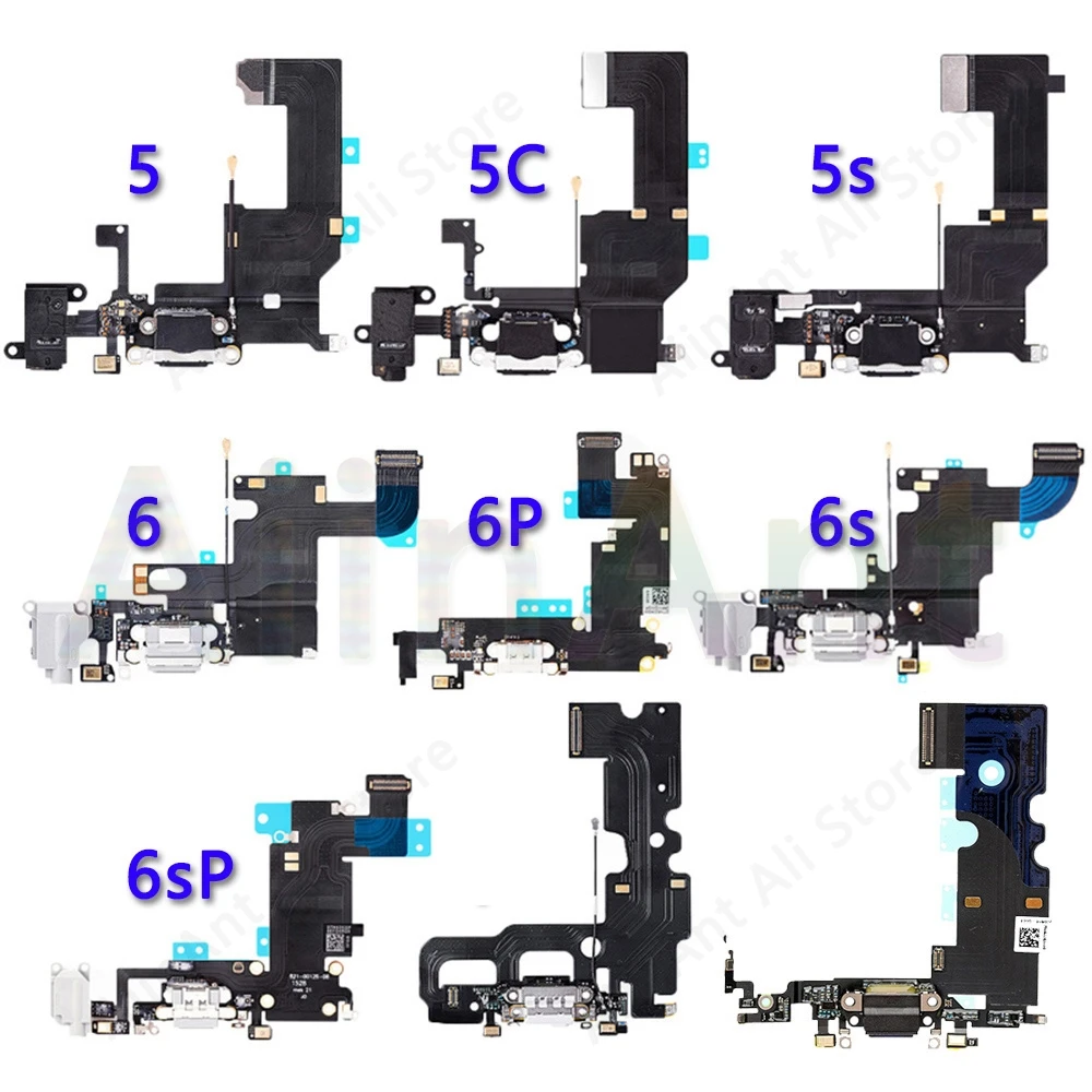 AiinAnt USB Charging Port Charger Dock Connector Charging Flex Cable For iPhone 6 6s Plus 5S SE 2020 2022 Phone Repair Parts