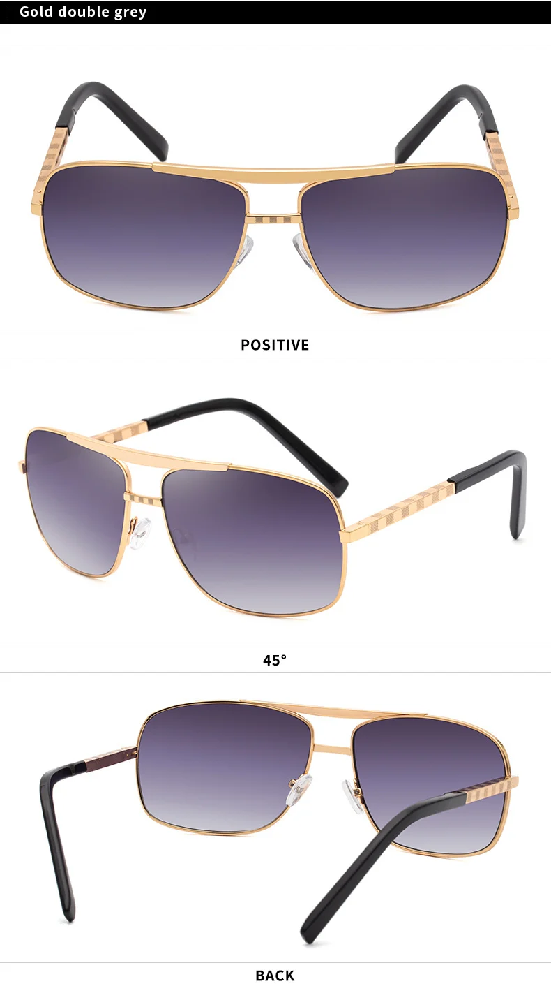 Vintage Square Sunglasses Men Luxury Brand Designer Metal Frames Sun Glasses for Male Fashion Rectangular Sunglass Gafas De Sol