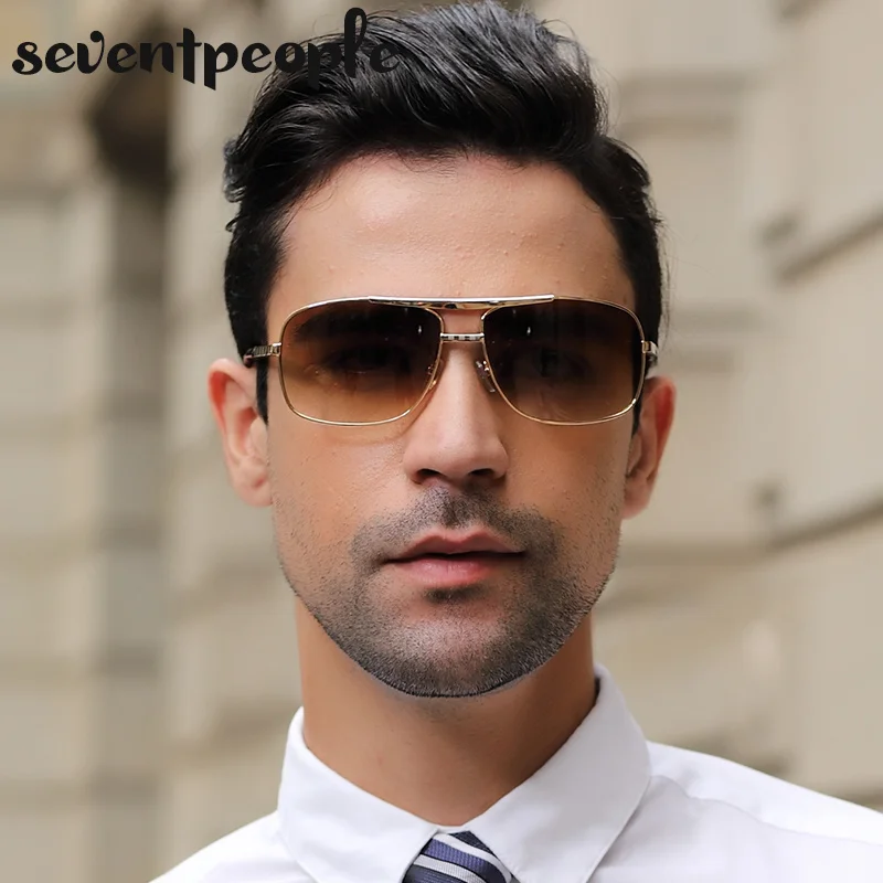 Vintage Square Sunglasses Men Luxury Brand Designer Metal Frames Sun Glasses for Male Fashion Rectangular Sunglass Gafas De Sol
