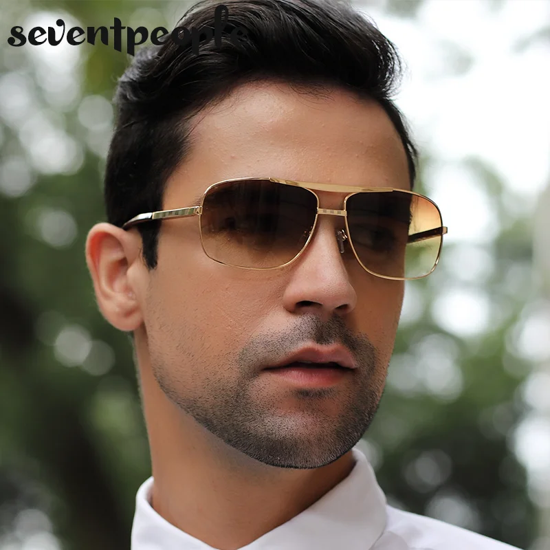 Vintage Square Sunglasses Men Luxury Brand Designer Metal Frames Sun Glasses for Male Fashion Rectangular Sunglass Gafas De Sol