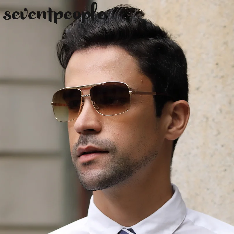 Vintage Square Sunglasses Men Luxury Brand Designer Metal Frames Sun Glasses for Male Fashion Rectangular Sunglass Gafas De Sol