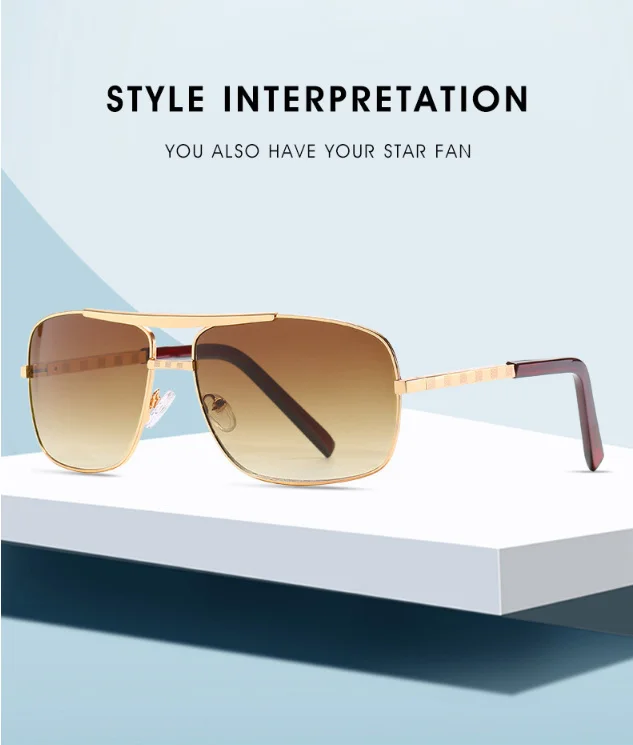Vintage Square Sunglasses Men Luxury Brand Designer Metal Frames Sun Glasses for Male Fashion Rectangular Sunglass Gafas De Sol