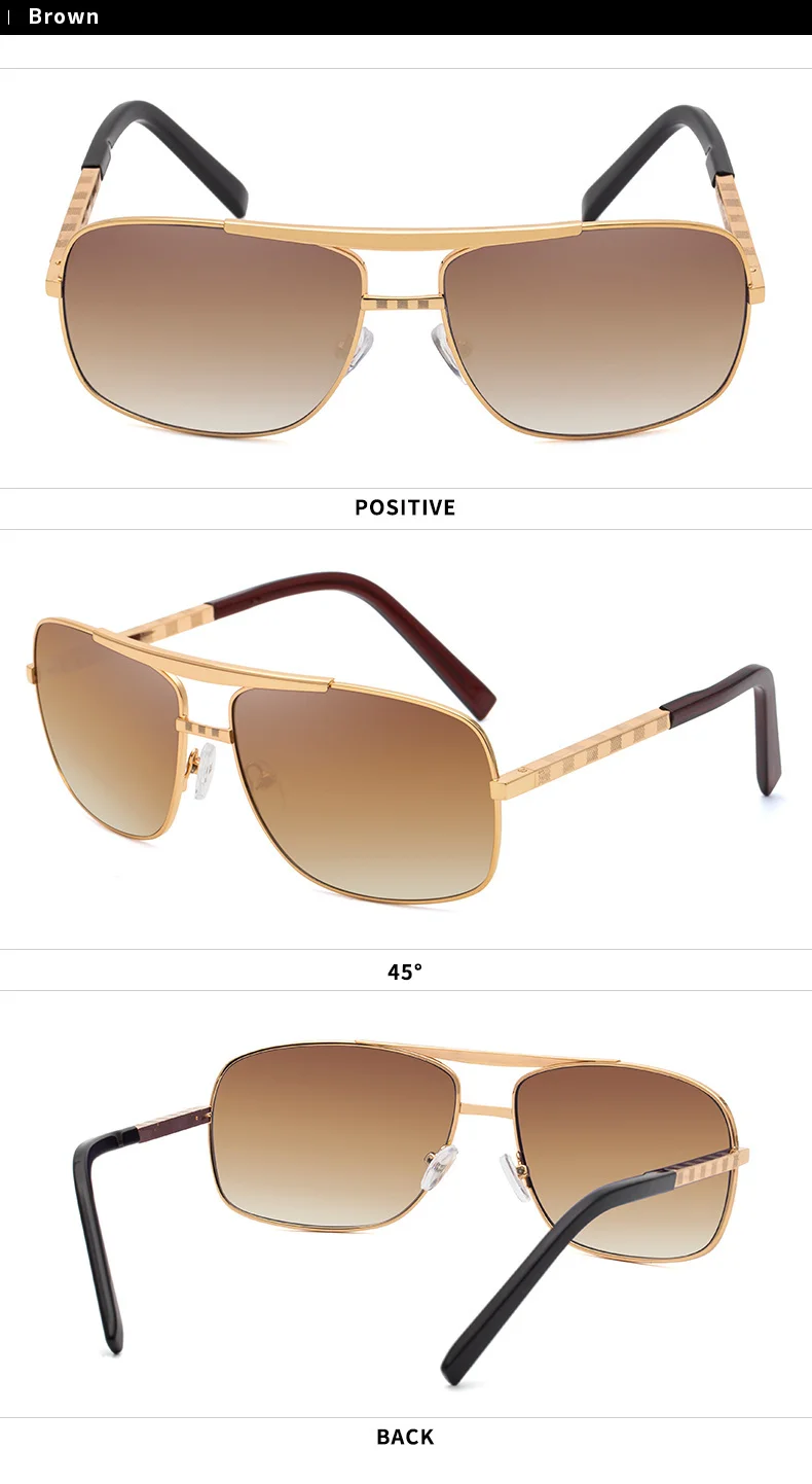 Vintage Square Sunglasses Men Luxury Brand Designer Metal Frames Sun Glasses for Male Fashion Rectangular Sunglass Gafas De Sol