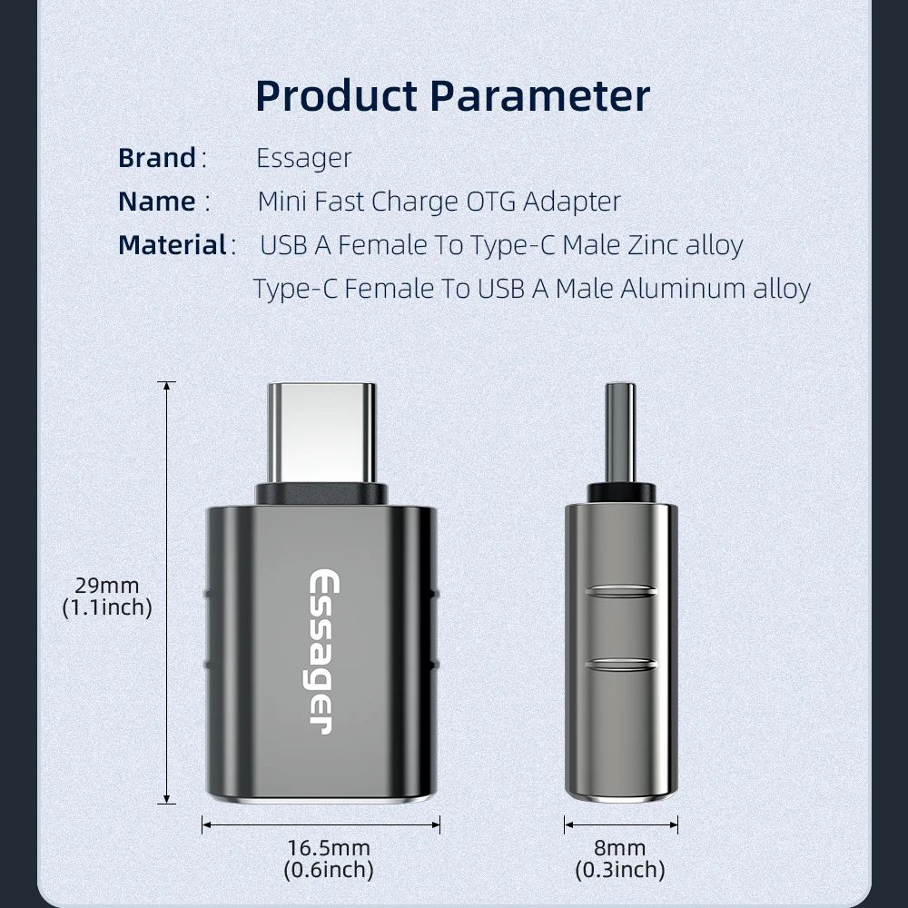 Essager USB 3.0 Type-C OTG Adapter Type C USB C Male To USB Female Converter For Macbook Xiaomi Samsung S20 USBC OTG Connector