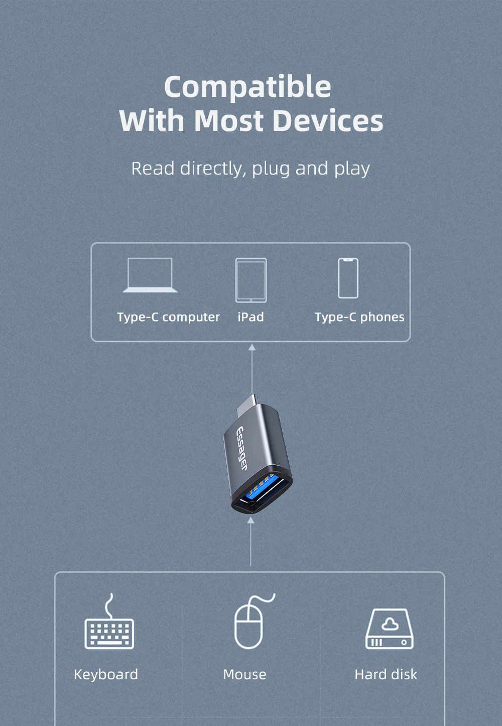 Essager USB 3.0 Type-C OTG Adapter Type C USB C Male To USB Female Converter For Macbook Xiaomi Samsung S20 USBC OTG Connector