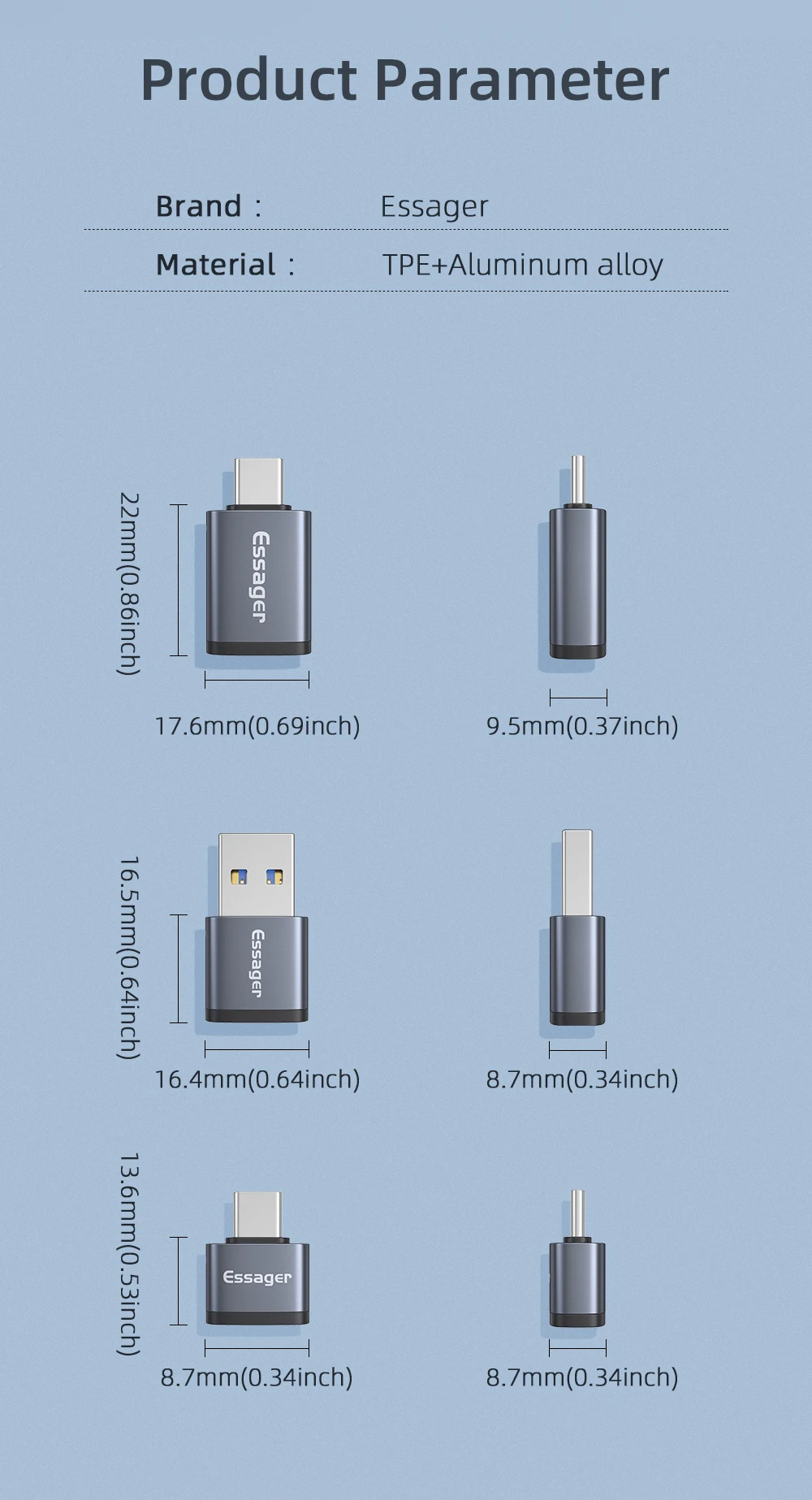 Essager USB 3.0 Type-C OTG Adapter Type C USB C Male To USB Female Converter For Macbook Xiaomi Samsung S20 USBC OTG Connector