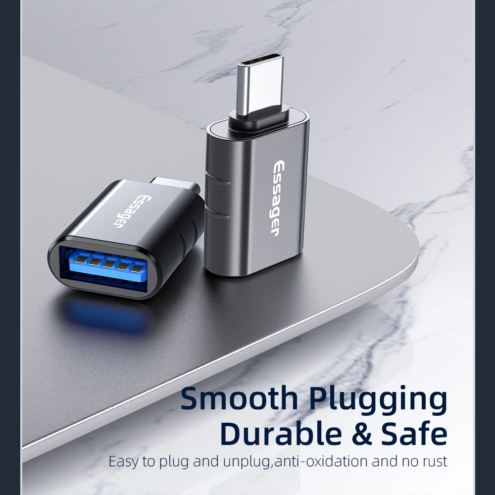 Essager USB 3.0 Type-C OTG Adapter Type C USB C Male To USB Female Converter For Macbook Xiaomi Samsung S20 USBC OTG Connector