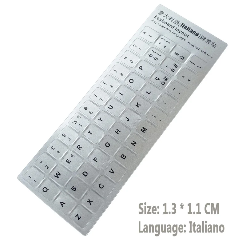 SR Matte Silver Keyboard Stickers English French Russian Italian German Arabic Spanish Thai Portugal Turkish Laptop Accessories