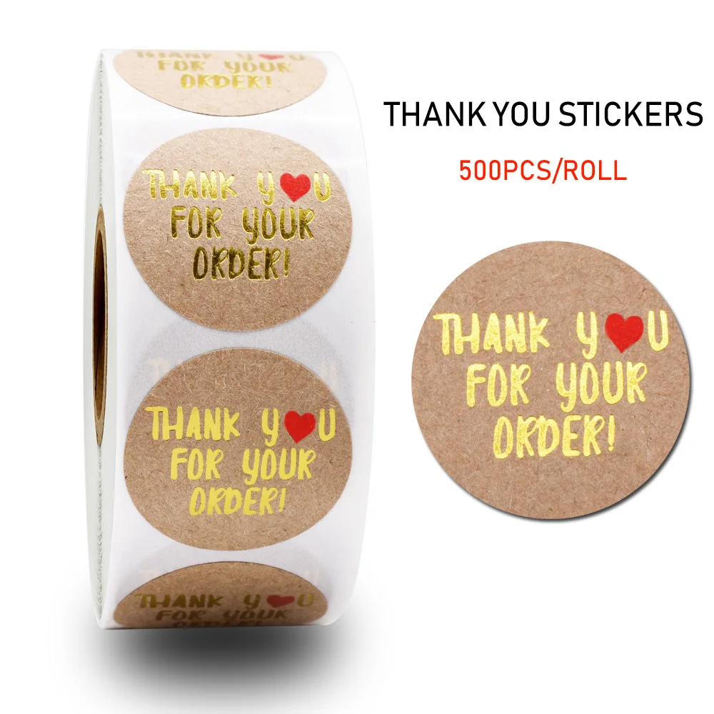 50-500pcs thank you for your order sticker white labels sticker Heart Thanks for Shopping Small Shop Local Handmade sticker