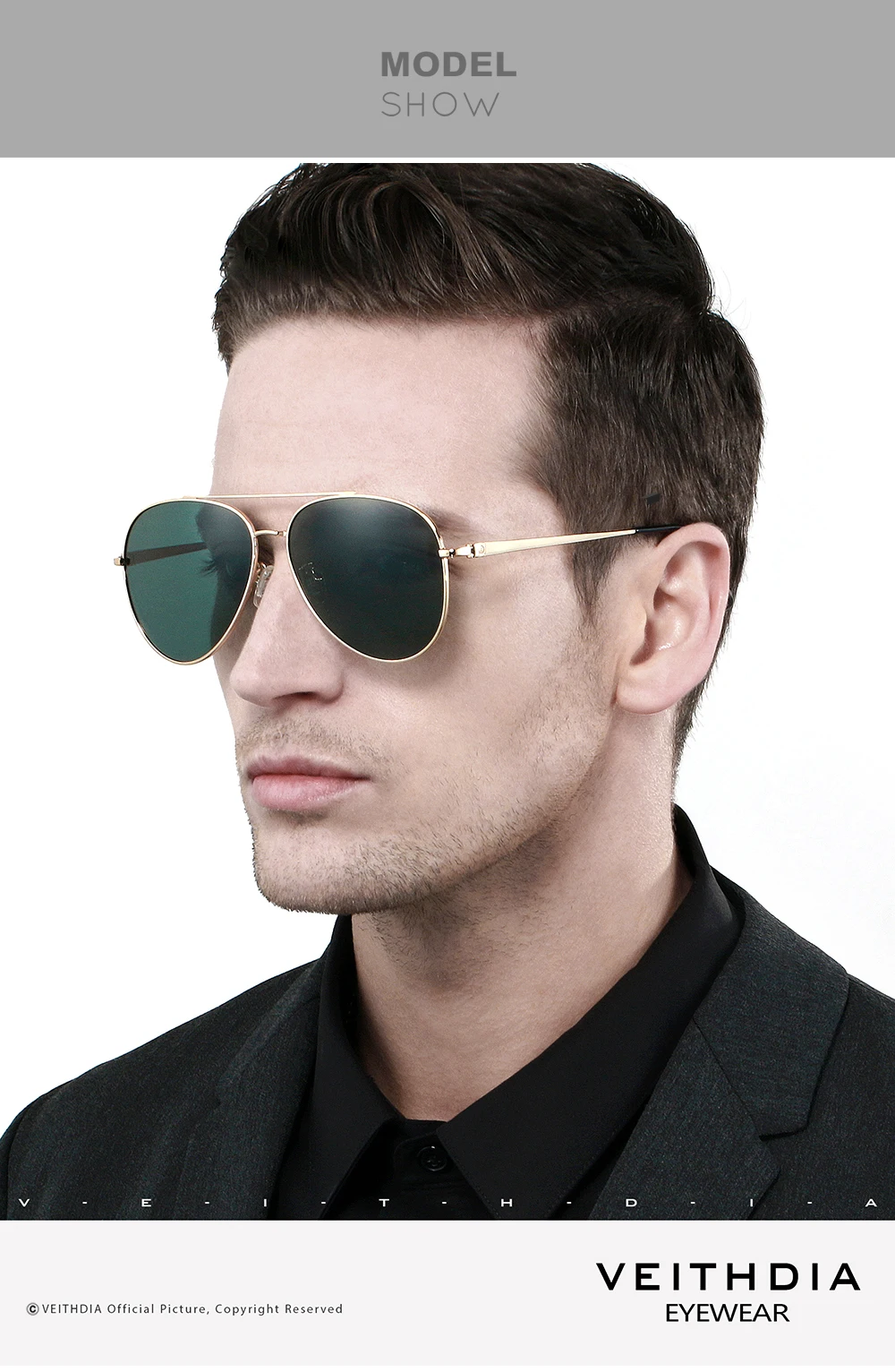 VEITHDIA Brand Sunglasses Classic Fashion Men Women Polarized Mirror UV400 Lens Outdoor Eyewear Accessories For Male/Female 8259