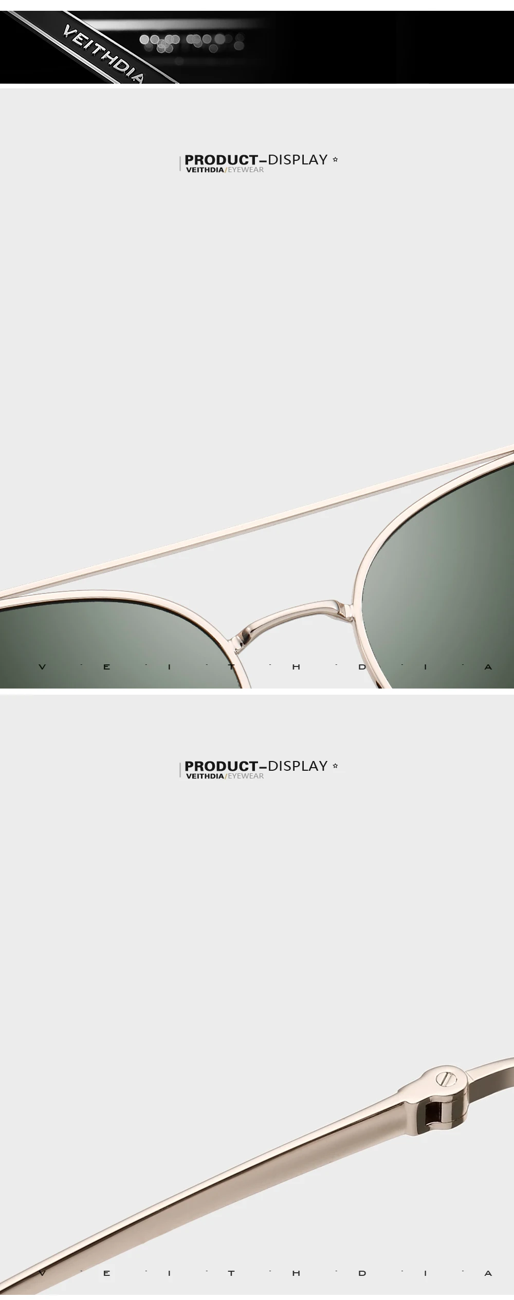 VEITHDIA Brand Sunglasses Classic Fashion Men Women Polarized Mirror UV400 Lens Outdoor Eyewear Accessories For Male/Female 8259