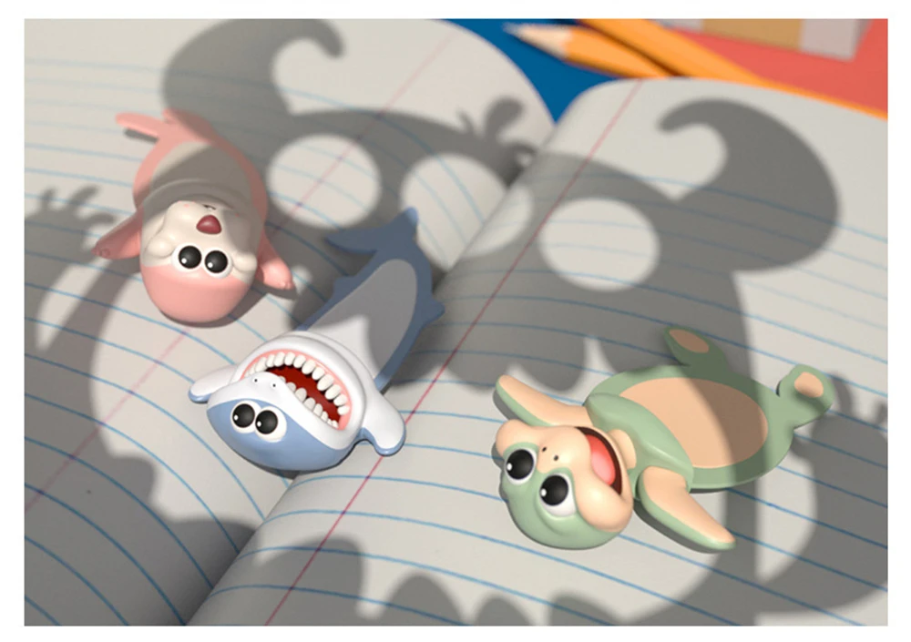 Funny 3D Animal Stereo Bookmarks as Reading School Stationery Gift Shark Panda Koala Book Marker Distributor Price
