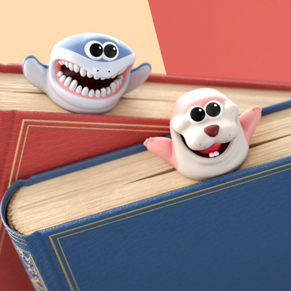 Funny 3D Animal Stereo Bookmarks as Reading School Stationery Gift Shark Panda Koala Book Marker Distributor Price