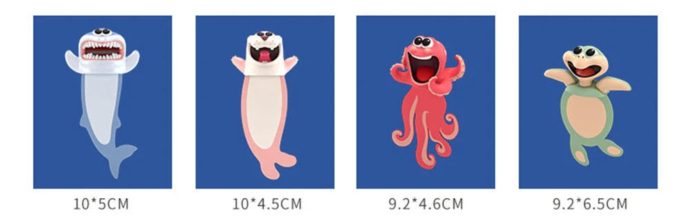 Funny 3D Animal Stereo Bookmarks as Reading School Stationery Gift Shark Panda Koala Book Marker Distributor Price