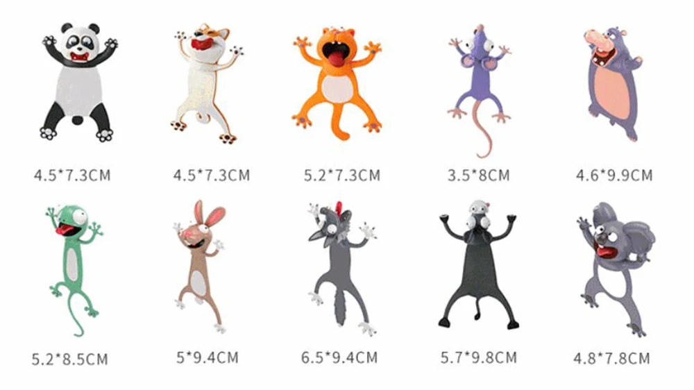 Funny 3D Animal Stereo Bookmarks as Reading School Stationery Gift Shark Panda Koala Book Marker Distributor Price
