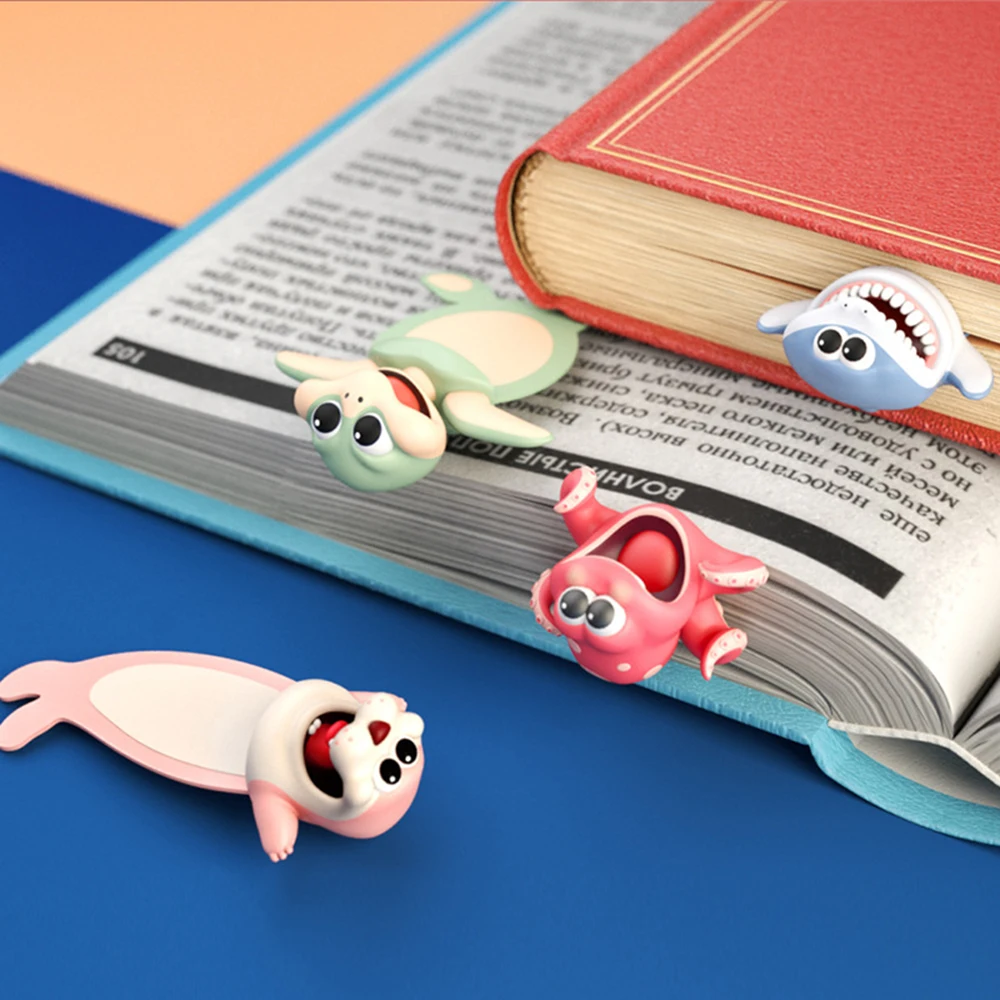 Funny 3D Animal Stereo Bookmarks as Reading School Stationery Gift Shark Panda Koala Book Marker Distributor Price