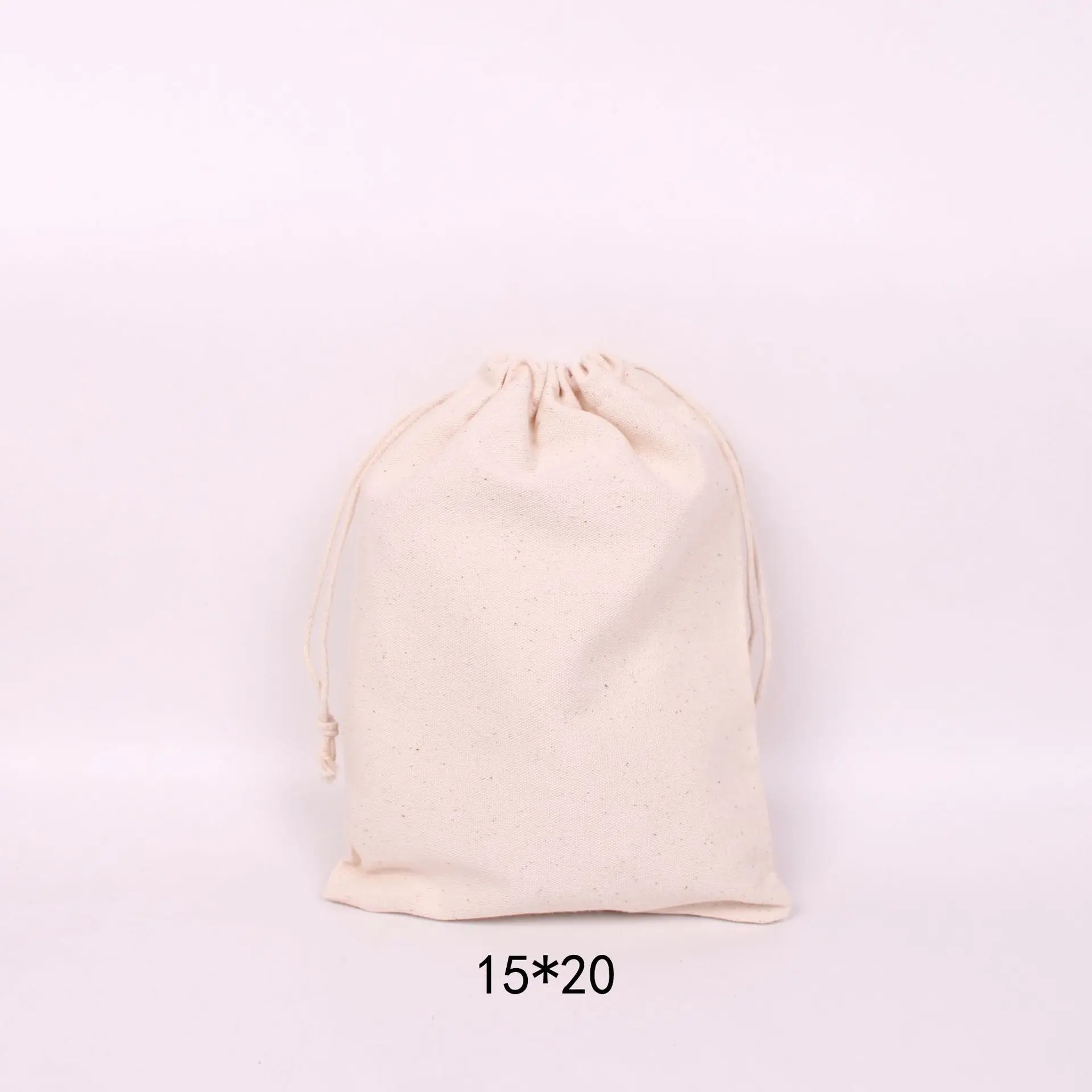 100pcs/Lot Natural Cotton Bags 7x9 9x12 10x15 13x18 15x20cm Drawstring Gift Pouches Home Storage Sacks Packing Bag Custom Logo