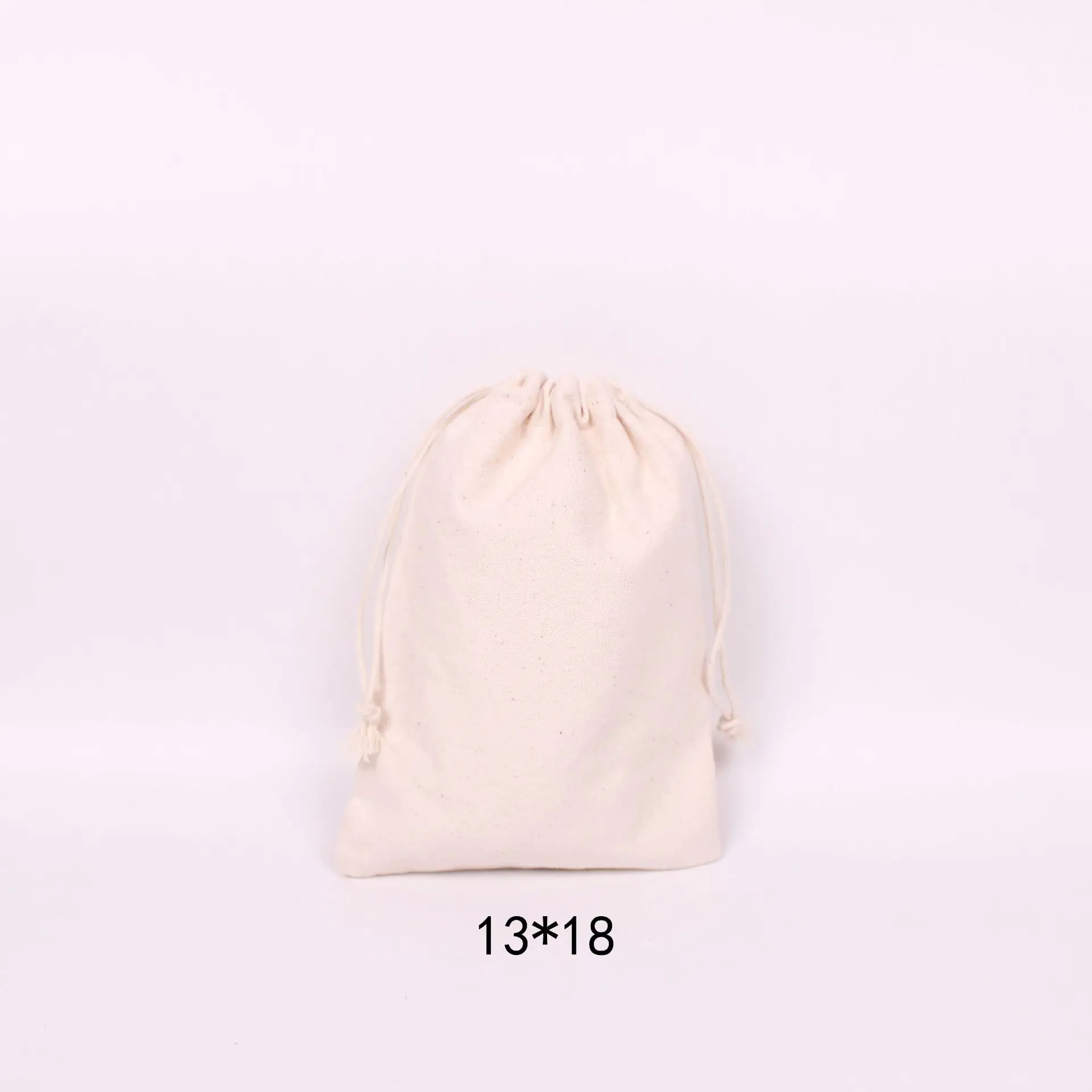 100pcs/Lot Natural Cotton Bags 7x9 9x12 10x15 13x18 15x20cm Drawstring Gift Pouches Home Storage Sacks Packing Bag Custom Logo