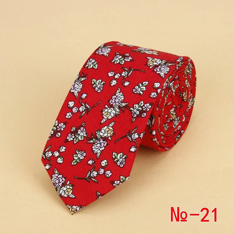 Brand New Floral Tie for Men's Narrow Casual Mens Ties for Wedding Party Flower Skinny Neckties for Women Printed Male Neck Ties