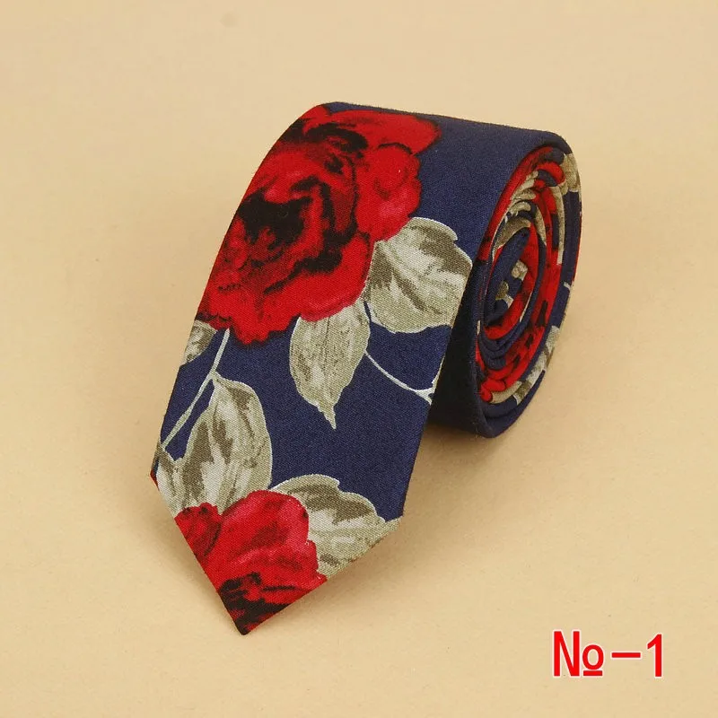 Brand New Floral Tie for Men's Narrow Casual Mens Ties for Wedding Party Flower Skinny Neckties for Women Printed Male Neck Ties