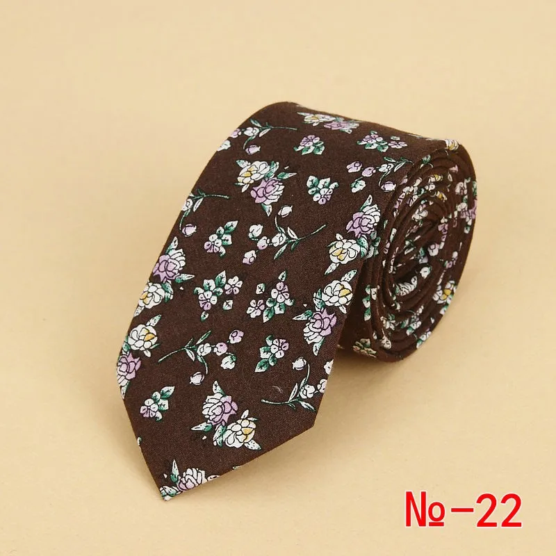 Brand New Floral Tie for Men's Narrow Casual Mens Ties for Wedding Party Flower Skinny Neckties for Women Printed Male Neck Ties