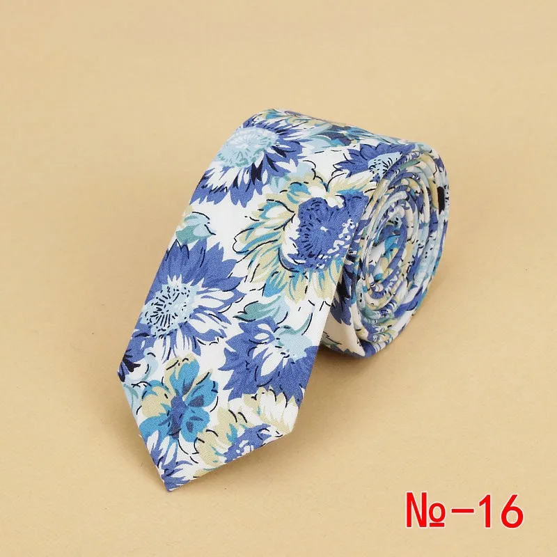 Brand New Floral Tie for Men's Narrow Casual Mens Ties for Wedding Party Flower Skinny Neckties for Women Printed Male Neck Ties