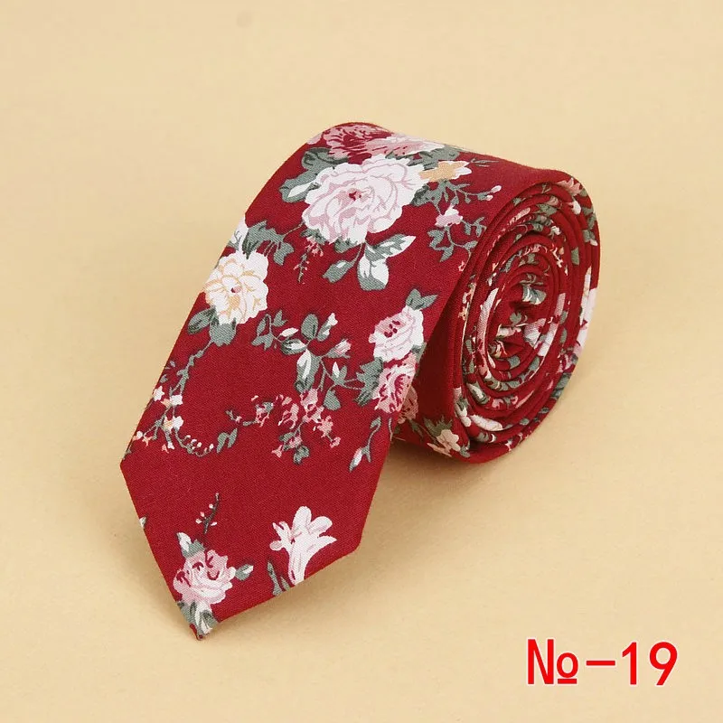 Brand New Floral Tie for Men's Narrow Casual Mens Ties for Wedding Party Flower Skinny Neckties for Women Printed Male Neck Ties