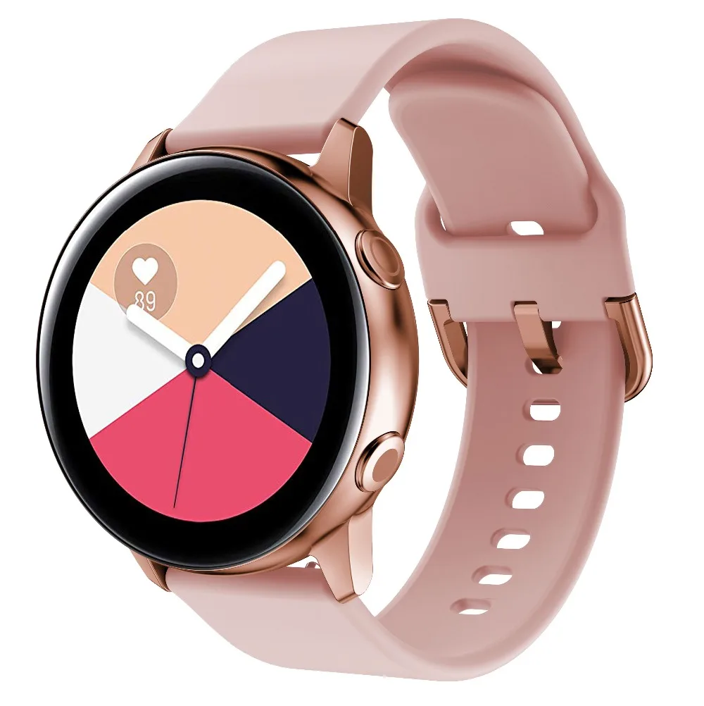 Silicone Original 20mm band Strap For Samsung Galaxy Watch Active 2 40/44mm / 3 41mm smartwatch wristband For Huawei GT 2 42mm