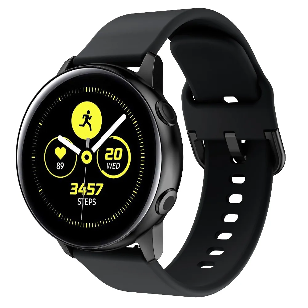 Silicone Original 20mm band Strap For Samsung Galaxy Watch Active 2 40/44mm / 3 41mm smartwatch wristband For Huawei GT 2 42mm