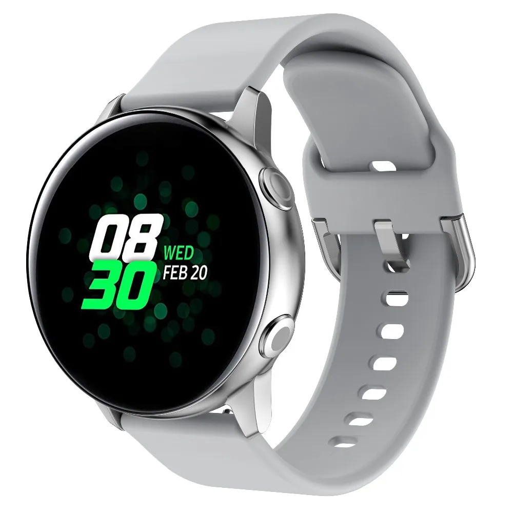 Silicone Original 20mm band Strap For Samsung Galaxy Watch Active 2 40/44mm / 3 41mm smartwatch wristband For Huawei GT 2 42mm