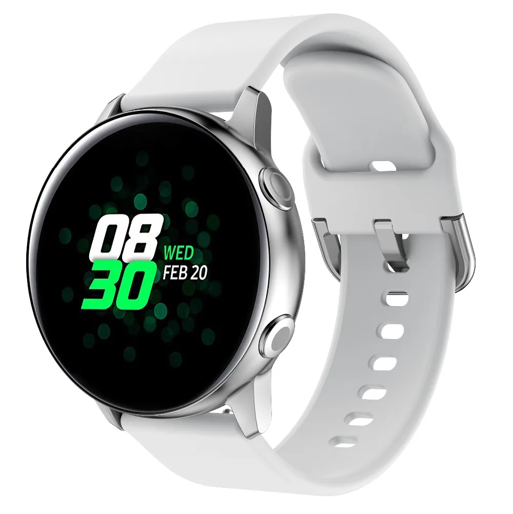Silicone Original 20mm band Strap For Samsung Galaxy Watch Active 2 40/44mm / 3 41mm smartwatch wristband For Huawei GT 2 42mm