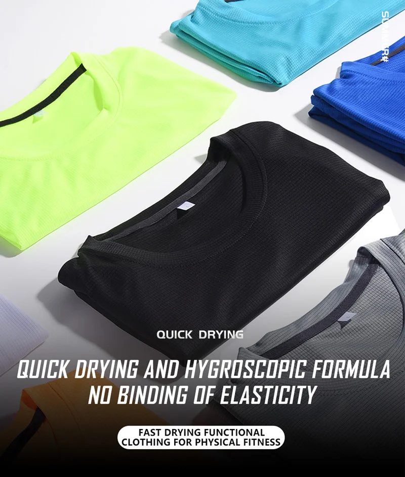 Multicolor Quick Dry Short Sleeve Sport T Shirt Gym Jerseys Fitness Shirt Trainer Running T-Shirt Men's Breathable Sportswear