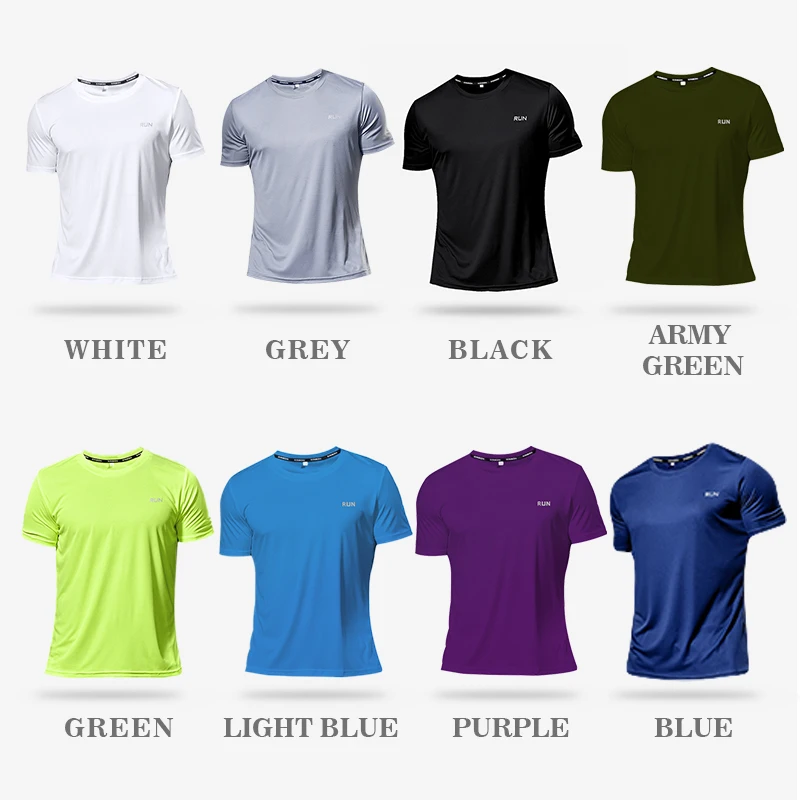 Multicolor Quick Dry Short Sleeve Sport T Shirt Gym Jerseys Fitness Shirt Trainer Running T-Shirt Men's Breathable Sportswear