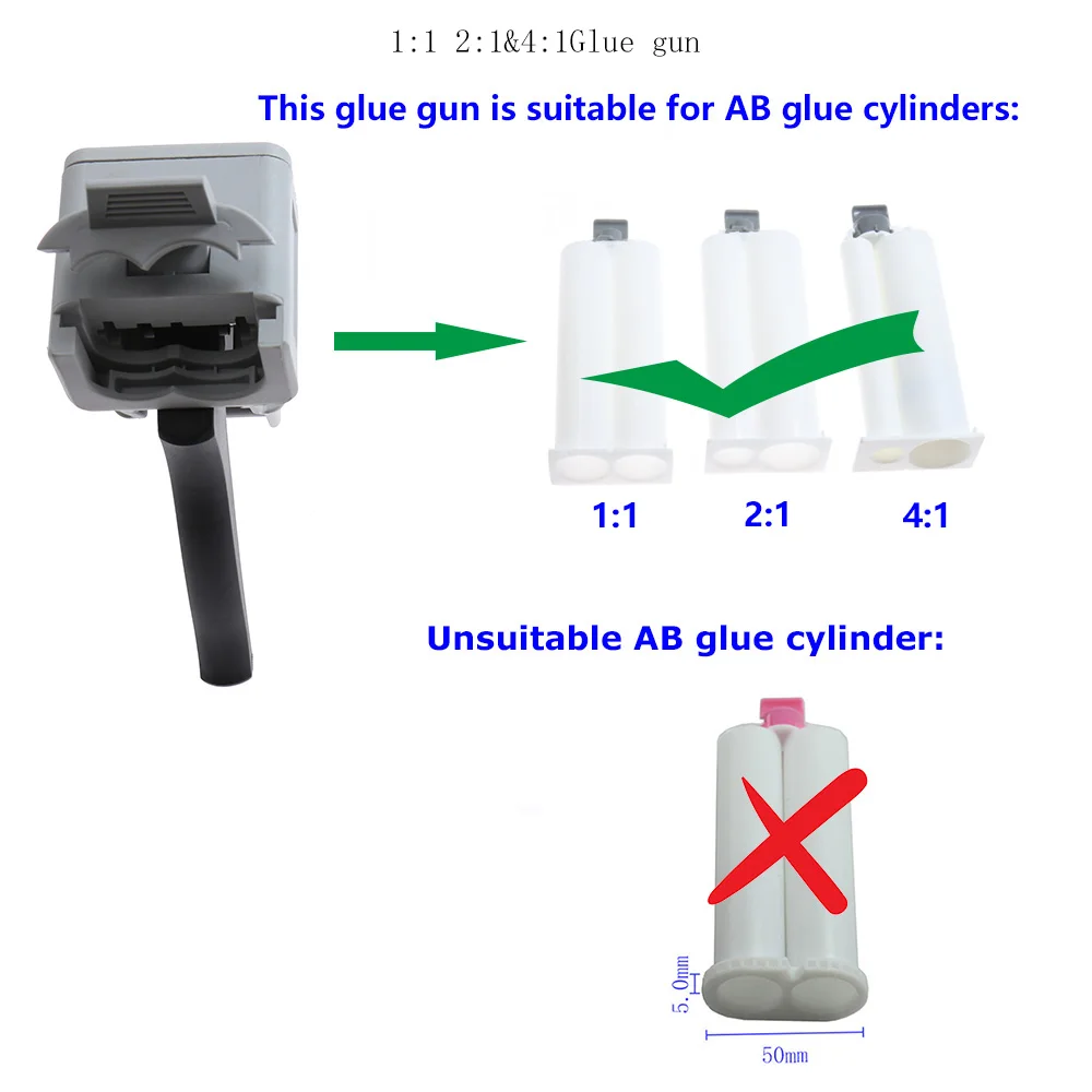 50ml Two Component AB Epoxy Sealant Glue Gun1:1 2:1 Applicator Glue Adhensive Squeeze Mixed Manual Caulking Gun Dispenser