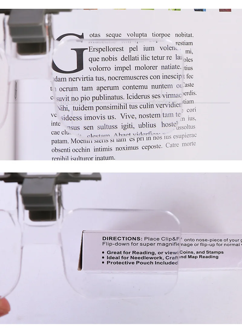 2x Magnifier Glass Magnifying Glasses with Clip For Clip On Flip Up Spectacles Magnification Magnifier, Clip On Eyeglass Loupe