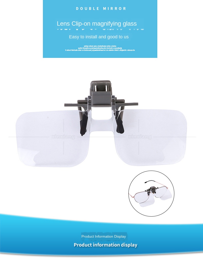 2x Magnifier Glass Magnifying Glasses with Clip For Clip On Flip Up Spectacles Magnification Magnifier, Clip On Eyeglass Loupe