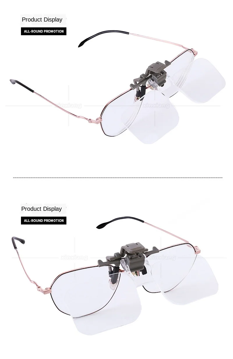 2x Magnifier Glass Magnifying Glasses with Clip For Clip On Flip Up Spectacles Magnification Magnifier, Clip On Eyeglass Loupe