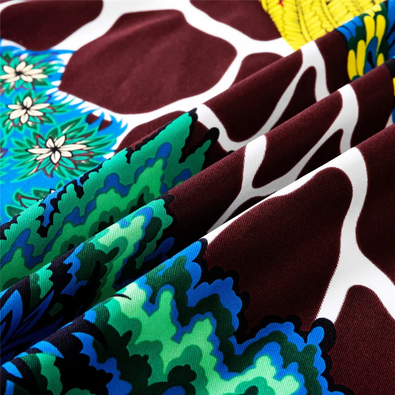POBING Manual Hand Rolled Twill Silk Scarf Women Three Giraffes Square Scarves Echarpes Foulards Femme Wrap Bandana Hijab 90CM