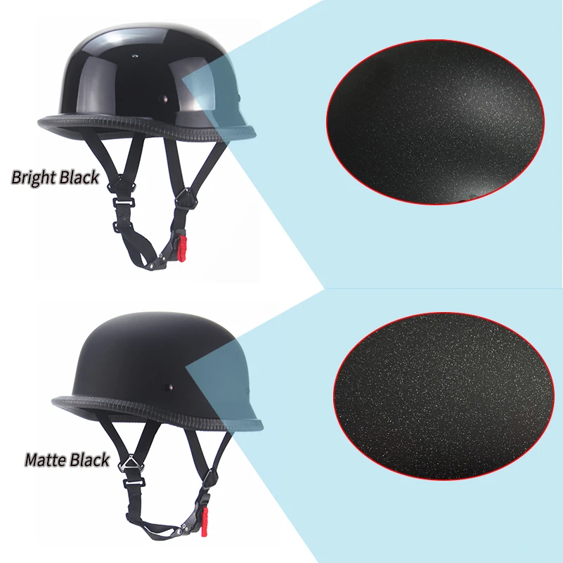1X M/L/XL Vintage Motorcycle Cruiser Helmet Half Face German Helmet Motorcycle Helmet Bright Black Car-styling DOT