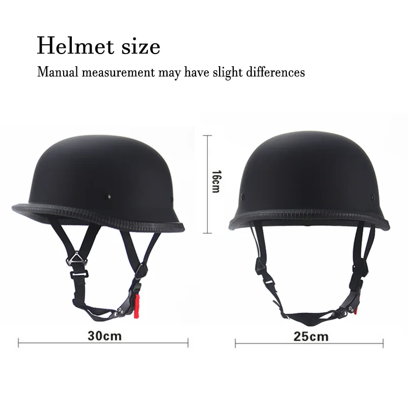 1X M/L/XL Vintage Motorcycle Cruiser Helmet Half Face German Helmet Motorcycle Helmet Bright Black Car-styling DOT