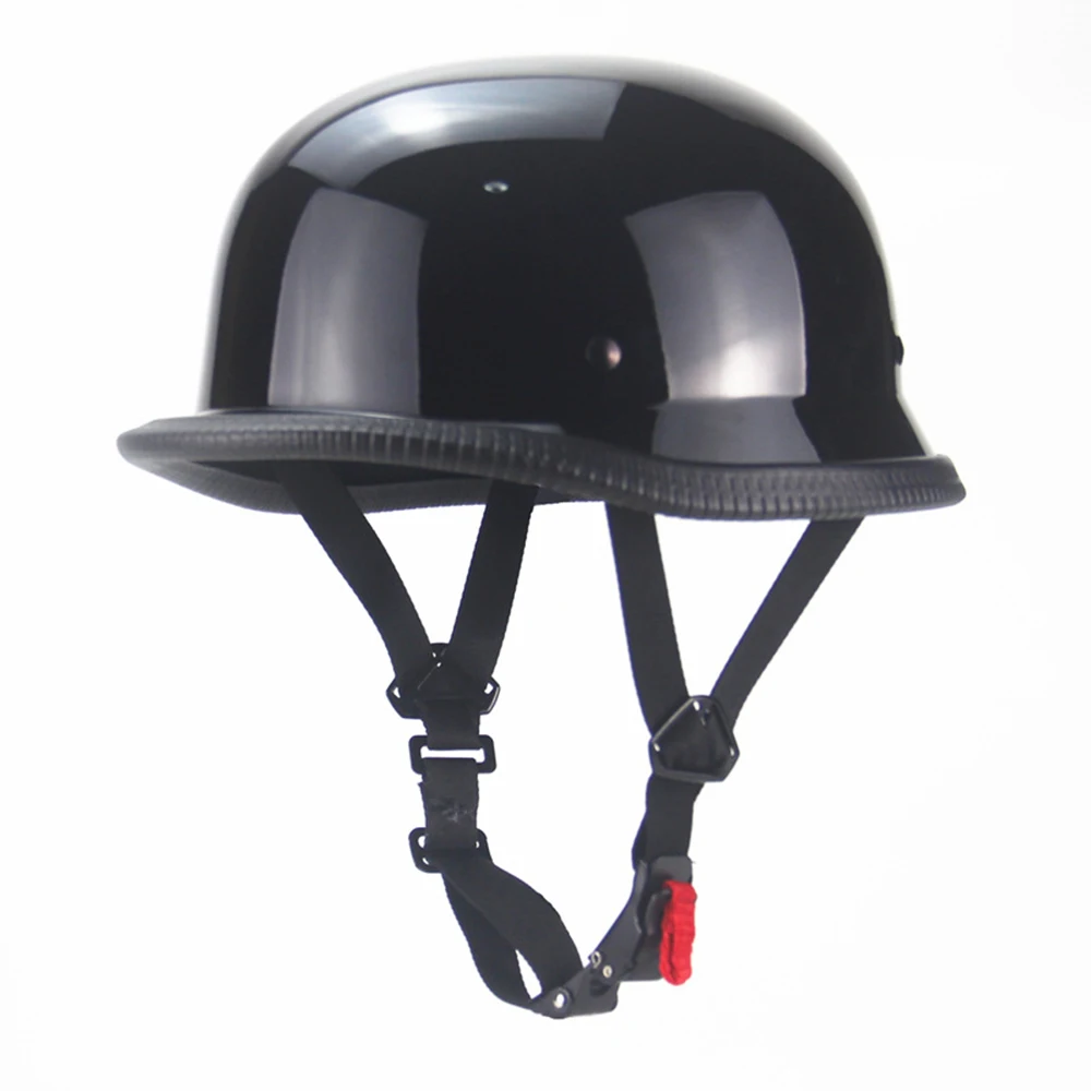 1X M/L/XL Vintage Motorcycle Cruiser Helmet Half Face German Helmet Motorcycle Helmet Bright Black Car-styling DOT