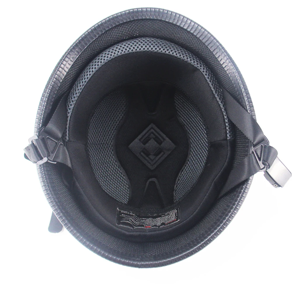 1X M/L/XL Vintage Motorcycle Cruiser Helmet Half Face German Helmet Motorcycle Helmet Bright Black Car-styling DOT