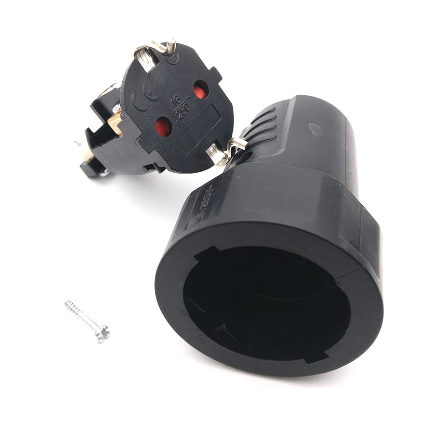 1PCS Black EU 16A UPS PDU Germany Grounded Assemble Wired Plug Socket Korea Russia Power Cable Female Male Detachable Connector