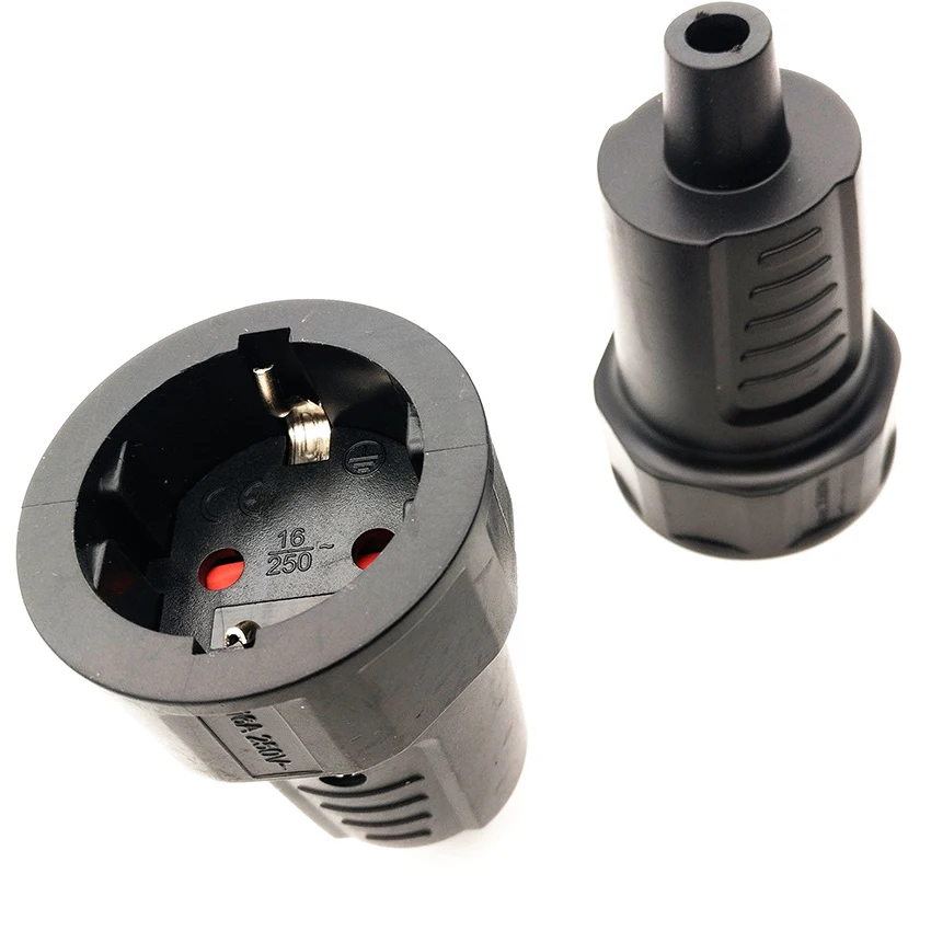1PCS Black EU 16A UPS PDU Germany Grounded Assemble Wired Plug Socket Korea Russia Power Cable Female Male Detachable Connector