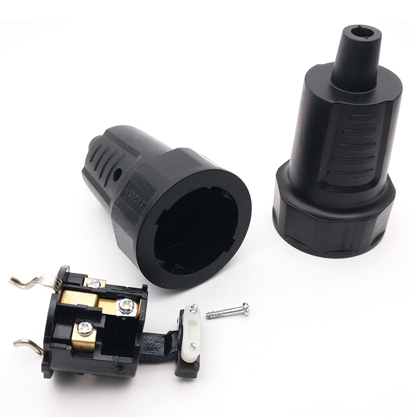 1PCS Black EU 16A UPS PDU Germany Grounded Assemble Wired Plug Socket Korea Russia Power Cable Female Male Detachable Connector