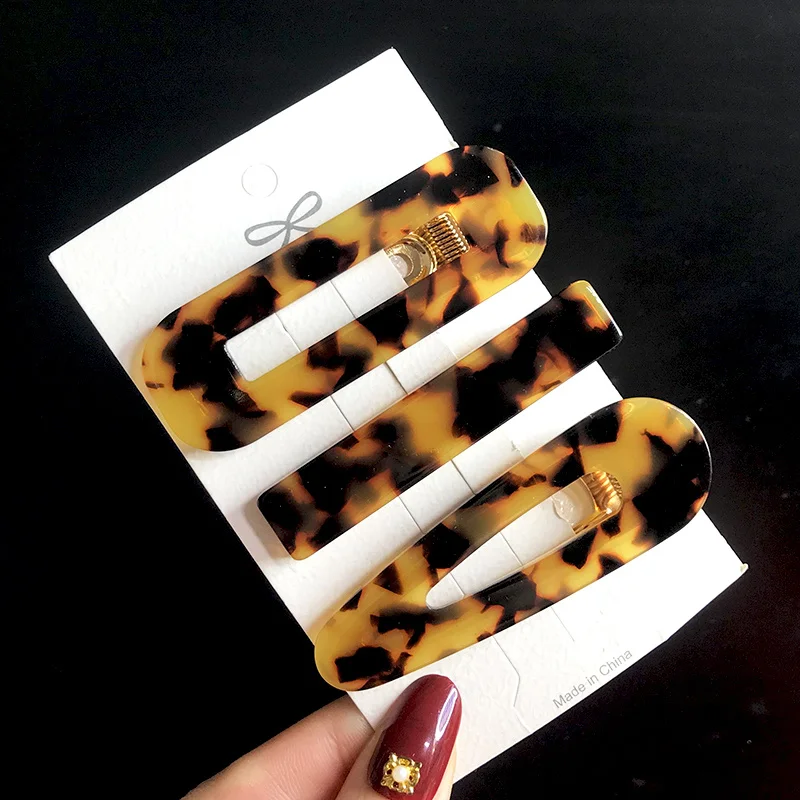 New 3pcs Set Fashion Acrylic Hair Clip For Women Korean Trendy Geometric Hair Berrettes Girl Hair Accessories Hairgrip Wholeslae