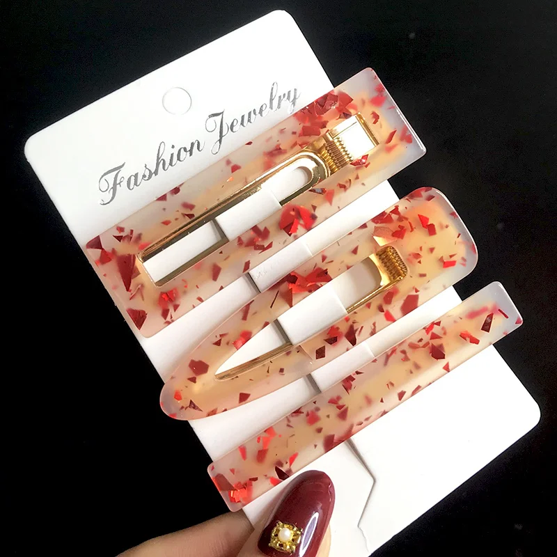 New 3pcs Set Fashion Acrylic Hair Clip For Women Korean Trendy Geometric Hair Berrettes Girl Hair Accessories Hairgrip Wholeslae