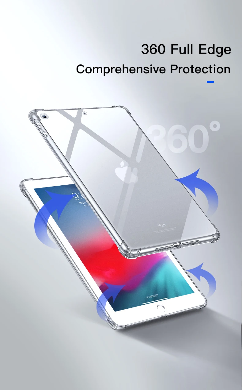 Shockproof Silicone Case For iPad Air 2 9.7‘’ 2014 A1566 A1567 air2 9.7 TPU Flexible Bumper Clear Transparent Back Cover